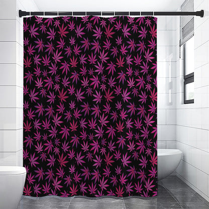 Purple Marijuana Leaf Pattern Print Shower Curtain