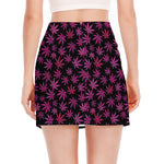 Purple Marijuana Leaf Pattern Print Side Slit Mini Skirt