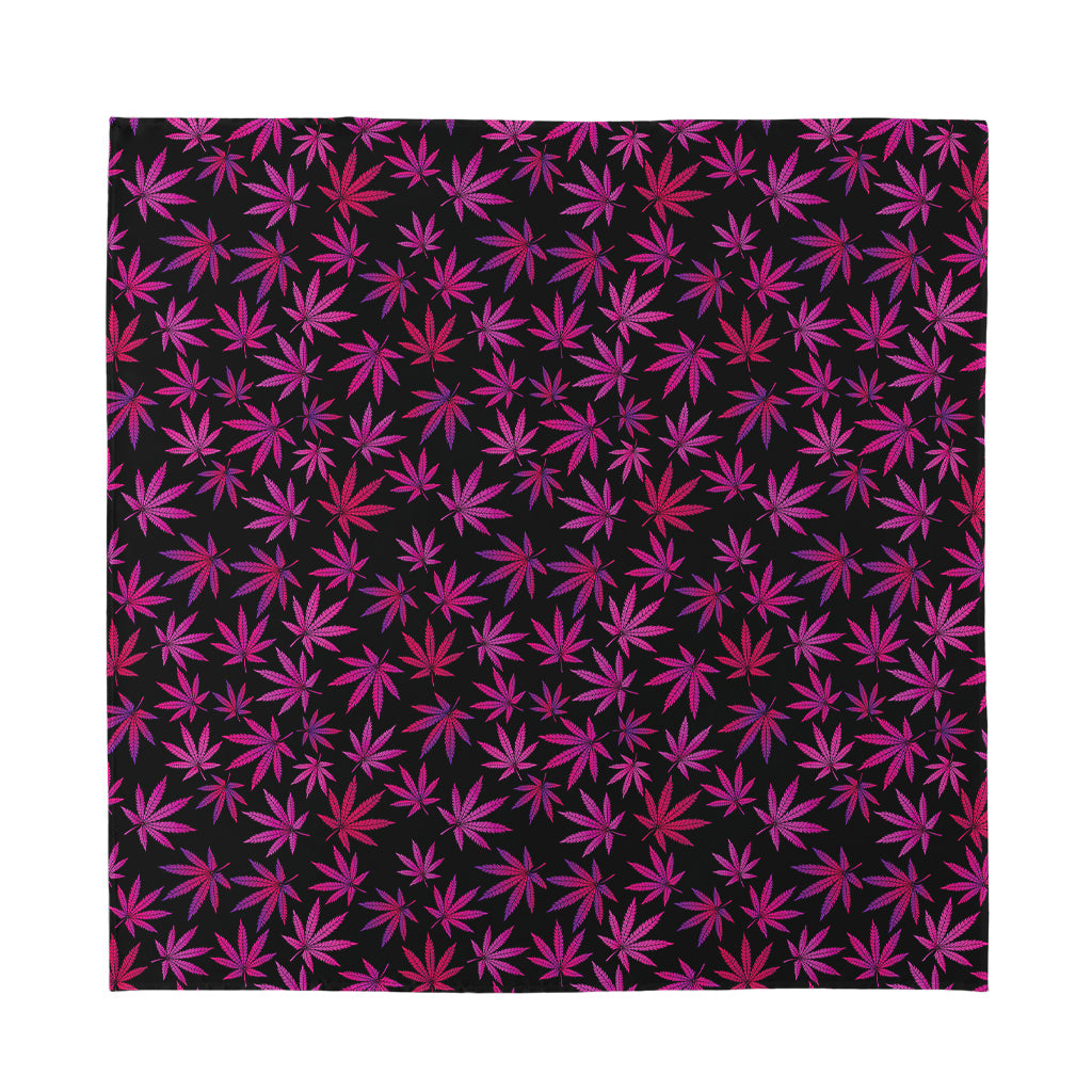 Purple Marijuana Leaf Pattern Print Silk Bandana