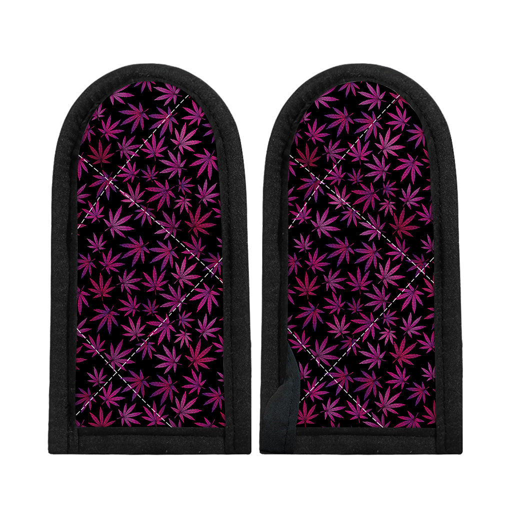 Purple Marijuana Leaf Pattern Print Skillet Handle Cover
