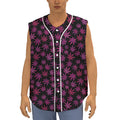 Purple Marijuana Leaf Pattern Print Sleeveless Baseball Jersey