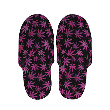 Purple Marijuana Leaf Pattern Print Slippers