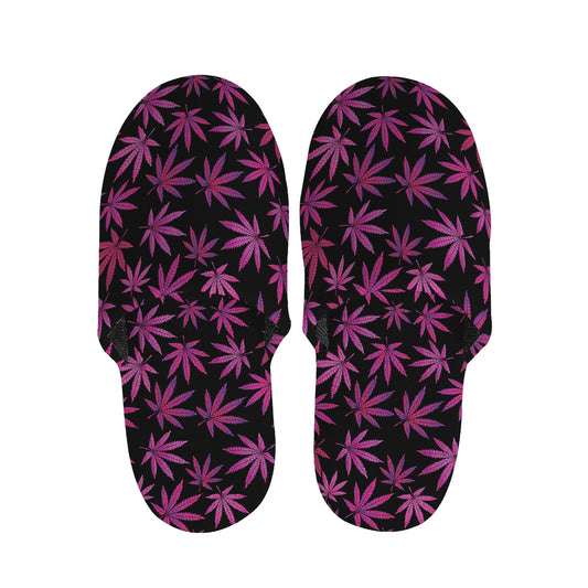 Purple Marijuana Leaf Pattern Print Slippers
