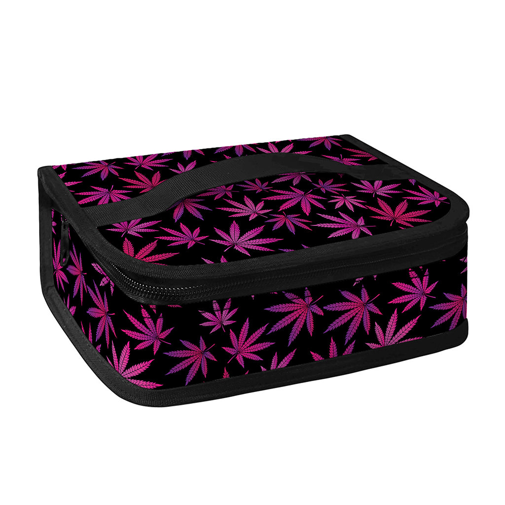 Purple Marijuana Leaf Pattern Print Small Lunch Bag