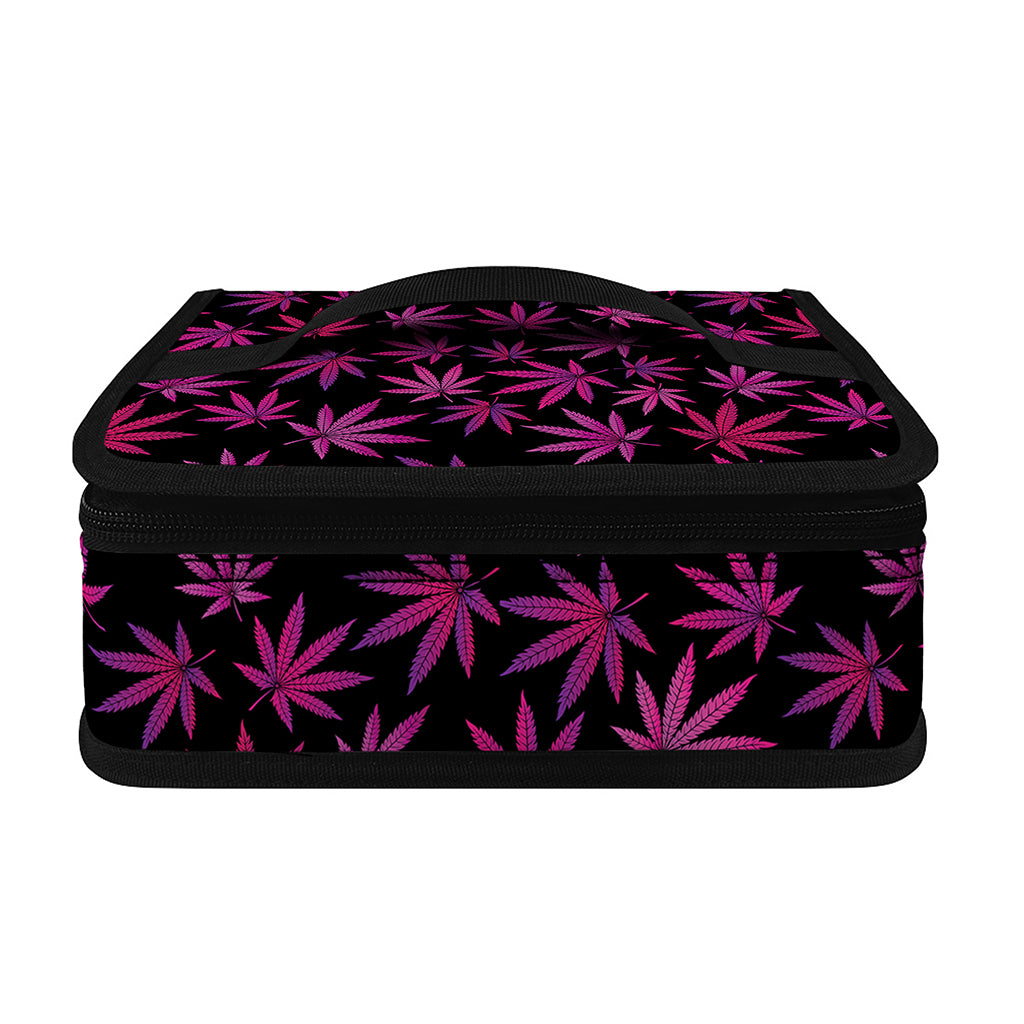 Purple Marijuana Leaf Pattern Print Small Lunch Bag