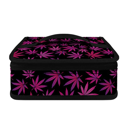 Purple Marijuana Leaf Pattern Print Small Lunch Bag