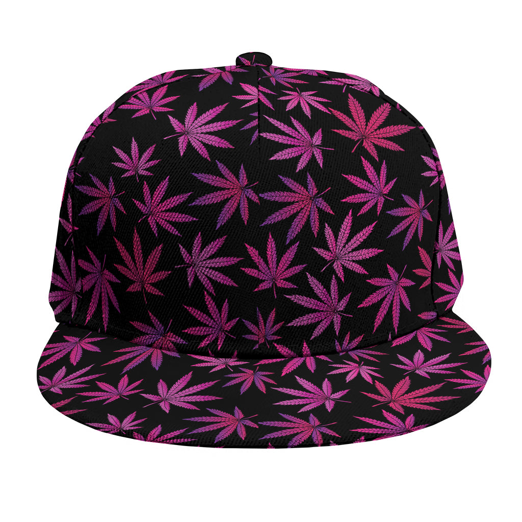 Purple Marijuana Leaf Pattern Print Snapback Cap