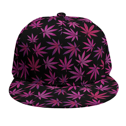 Purple Marijuana Leaf Pattern Print Snapback Cap