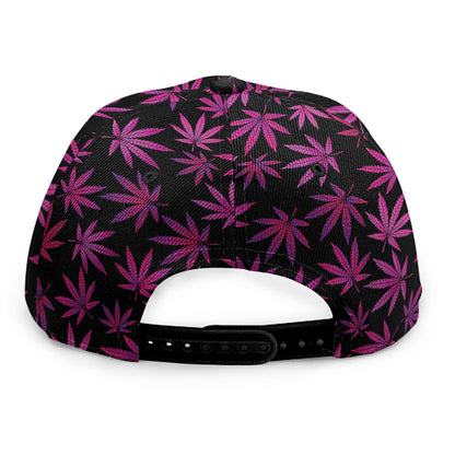 Purple Marijuana Leaf Pattern Print Snapback Cap