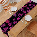 Purple Marijuana Leaf Pattern Print Table Runner