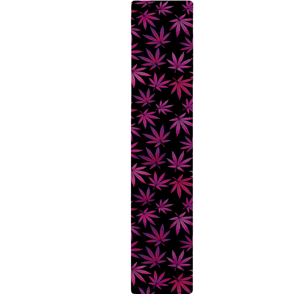 Purple Marijuana Leaf Pattern Print Table Runner