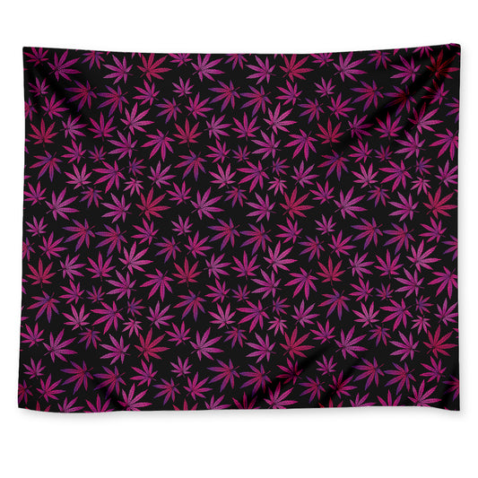 Purple Marijuana Leaf Pattern Print Tapestry