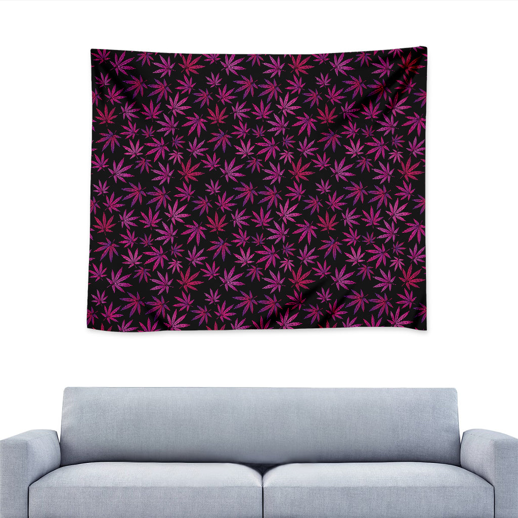 Purple Marijuana Leaf Pattern Print Tapestry
