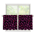 Purple Marijuana Leaf Pattern Print Tier Curtains