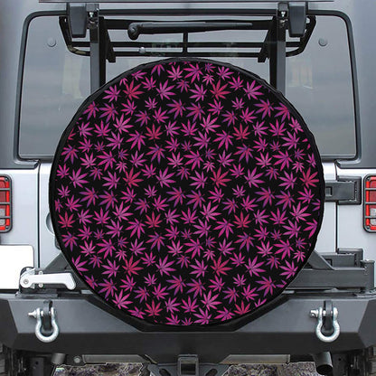 Purple Marijuana Leaf Pattern Print Tire Cover