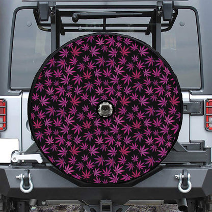 Purple Marijuana Leaf Pattern Print Tire Cover With Camera Hole