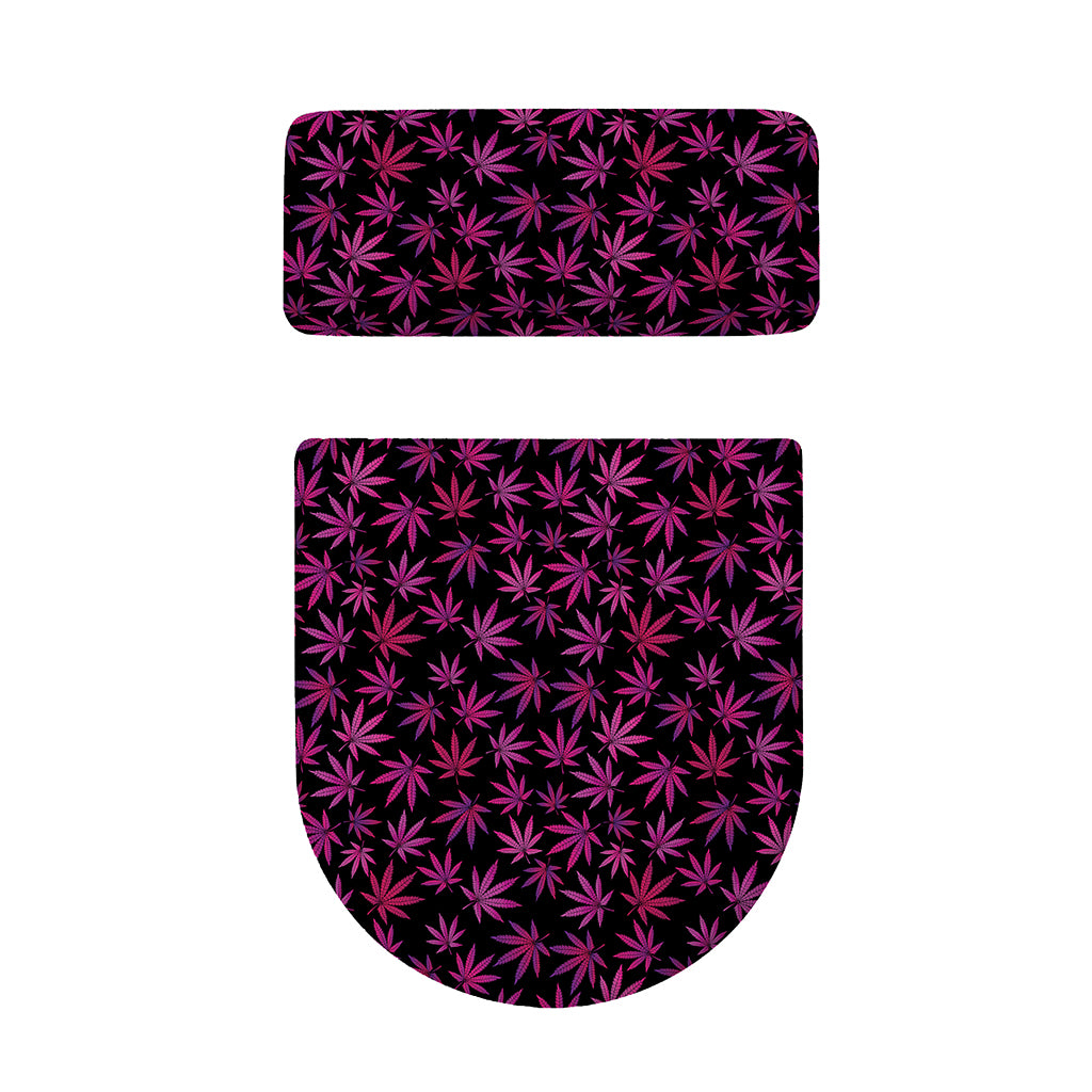 Purple Marijuana Leaf Pattern Print Toilet Lid And Tank Cover Set