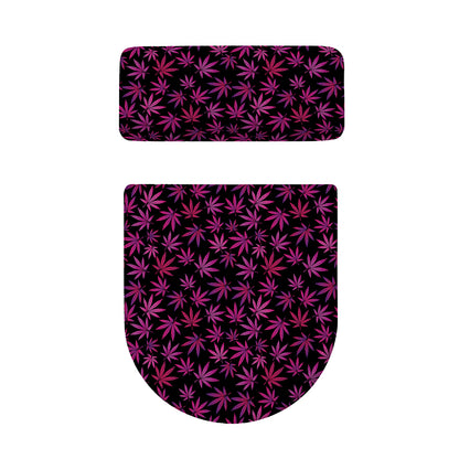 Purple Marijuana Leaf Pattern Print Toilet Lid And Tank Cover Set