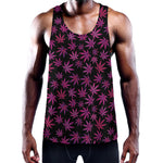 Purple Marijuana Leaf Pattern Print Training Tank Top