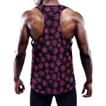 Purple Marijuana Leaf Pattern Print Training Tank Top