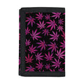 Purple Marijuana Leaf Pattern Print Trifold Wallet