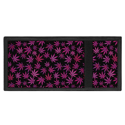 Purple Marijuana Leaf Pattern Print Trifold Wallet