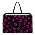 Purple Marijuana Leaf Pattern Print Utility Tote Bag