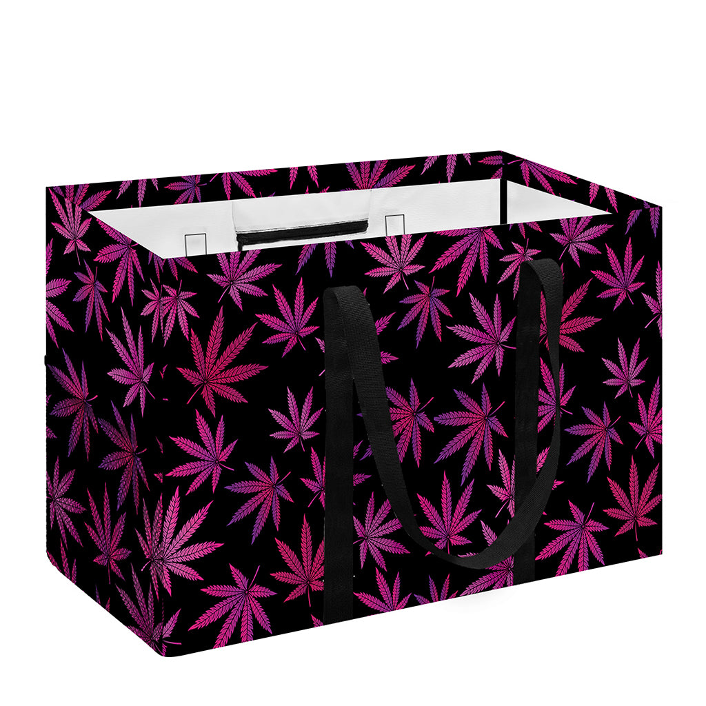 Purple Marijuana Leaf Pattern Print Utility Tote Bag