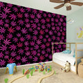 Purple Marijuana Leaf Pattern Print Wall Sticker