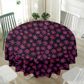 Purple Marijuana Leaf Pattern Print Waterproof Round Tablecloth