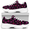 Purple Marijuana Leaf Pattern Print White Chunky Shoes