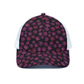 Purple Marijuana Leaf Pattern Print White Mesh Trucker Hat