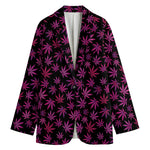 Purple Marijuana Leaf Pattern Print Women's Blazer