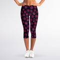 Purple Marijuana Leaf Pattern Print Women's Capri Leggings