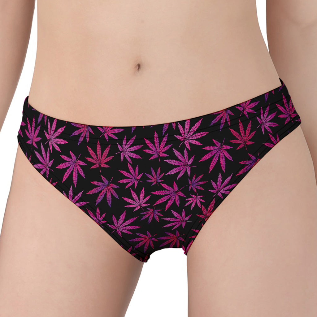 Purple Marijuana Leaf Pattern Print Women's Panties