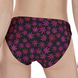 Purple Marijuana Leaf Pattern Print Women's Panties