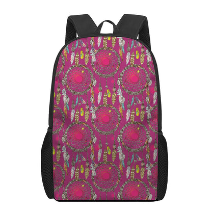Purple Native Dream Catcher Print 17 Inch Backpack