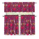 Purple Native Dream Catcher Print 3 Piece Kitchen Curtains