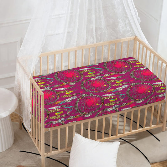 Purple Native Dream Catcher Print Baby Crib Sheet