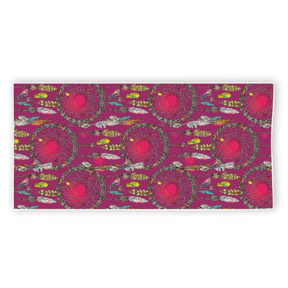 Purple Native Dream Catcher Print Beach Towel
