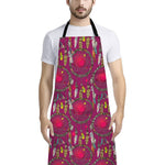 Purple Native Dream Catcher Print Bib Apron With Pocket