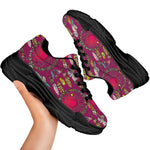 Purple Native Dream Catcher Print Black Chunky Shoes