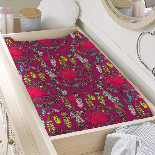 Purple Native Dream Catcher Print Changing Pad Cover