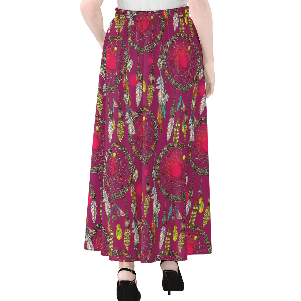Purple Native Dream Catcher Print Chiffon Maxi Skirt