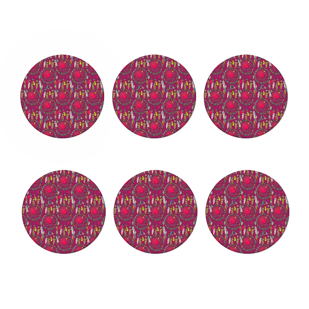 Purple Native Dream Catcher Print Coaster Set