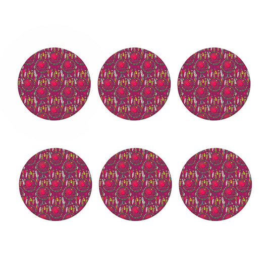 Purple Native Dream Catcher Print Coaster Set