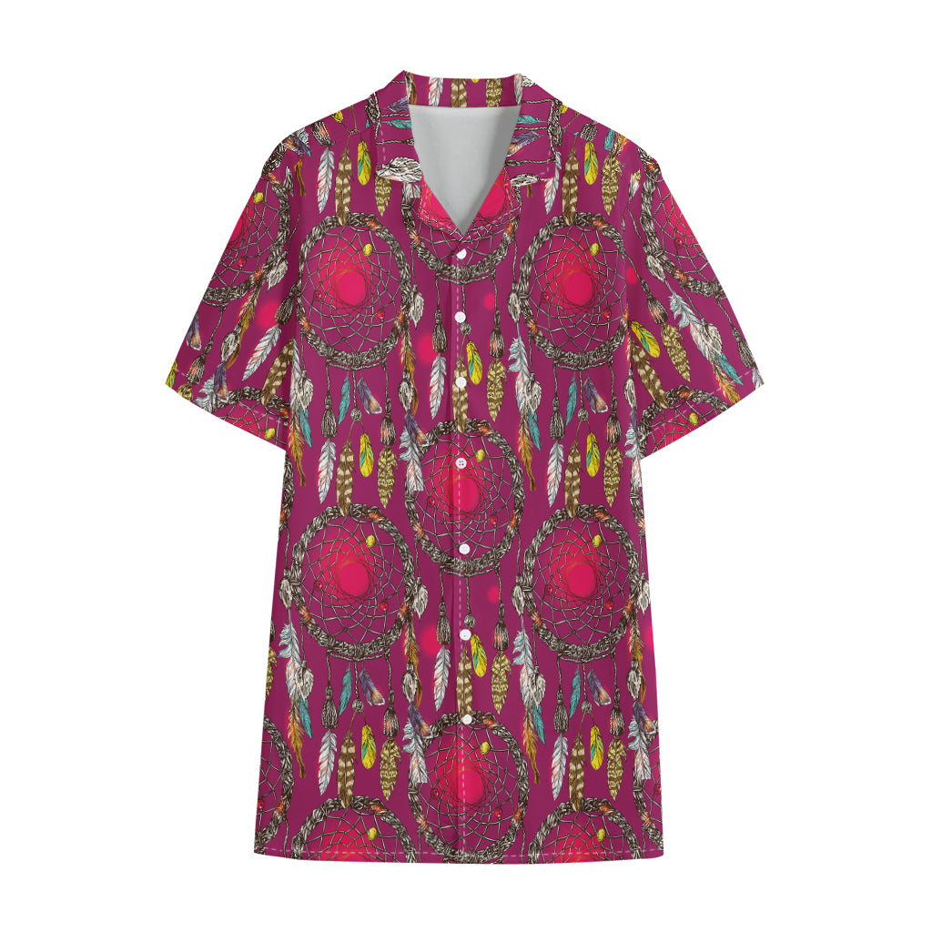 Purple Native Dream Catcher Print Cotton Hawaiian Shirt