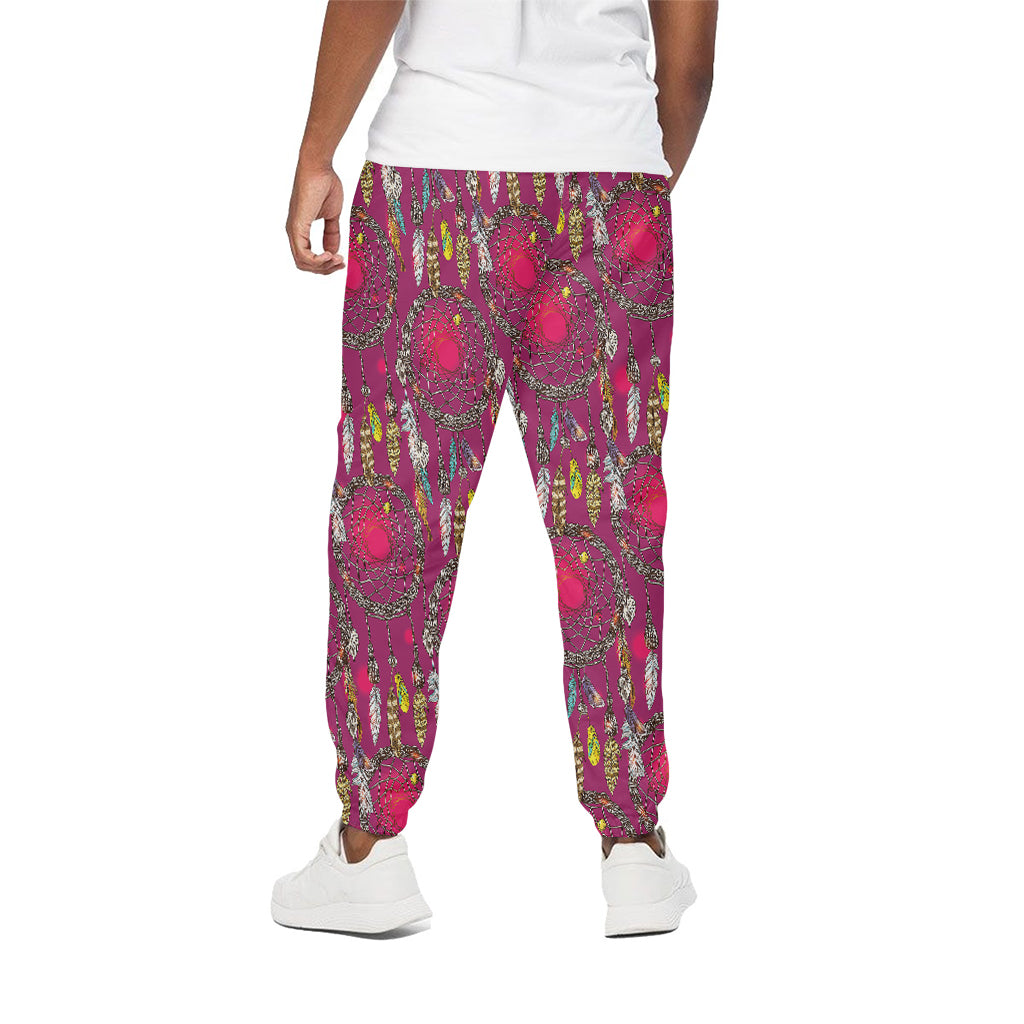 Purple Native Dream Catcher Print Cotton Pants