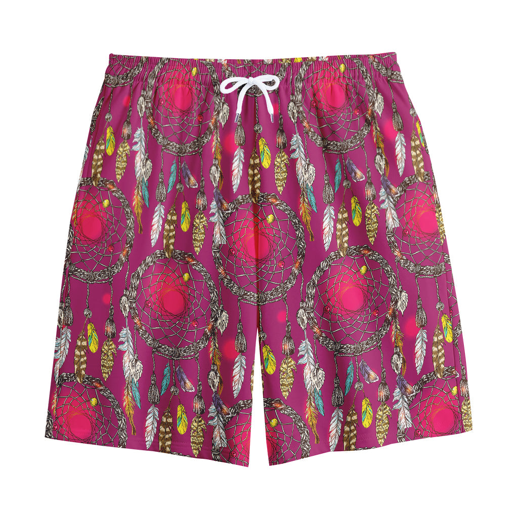 Purple Native Dream Catcher Print Cotton Shorts