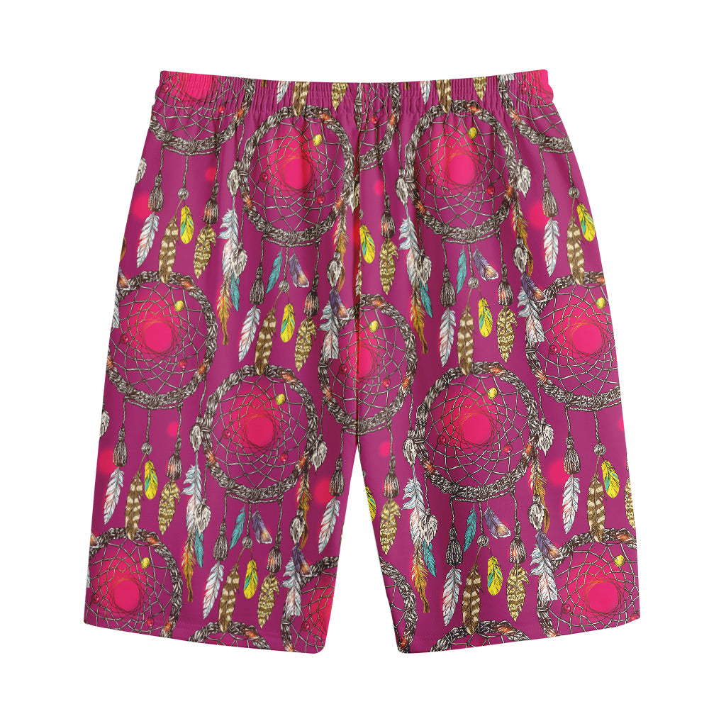 Purple Native Dream Catcher Print Cotton Shorts